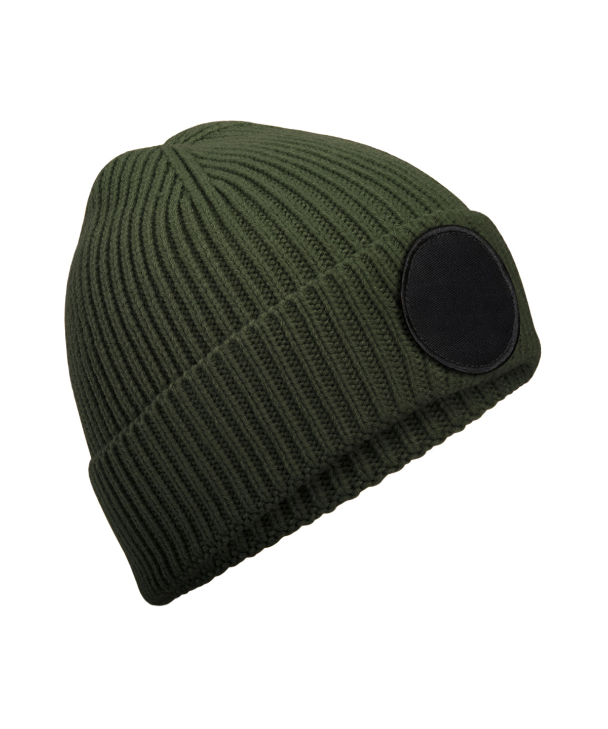 Circular fashion patch beanie - Olive Green/Black