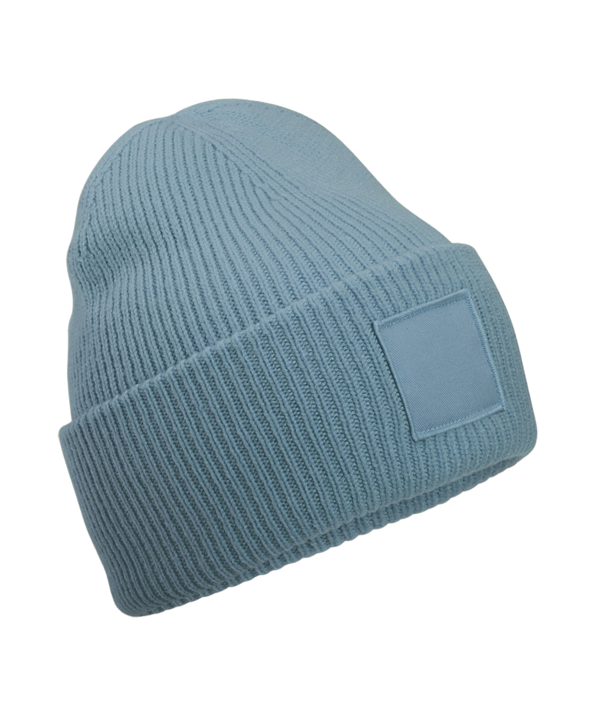 Deep-cuffed tonal patch beanie - Dusty Blue