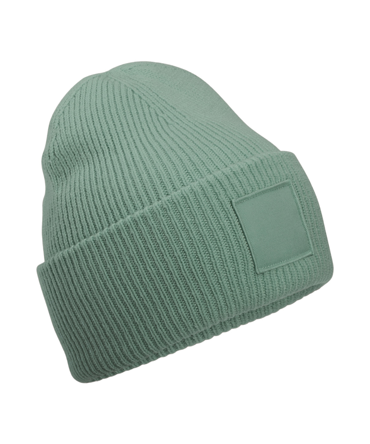 Deep-cuffed tonal patch beanie - Dusty Green