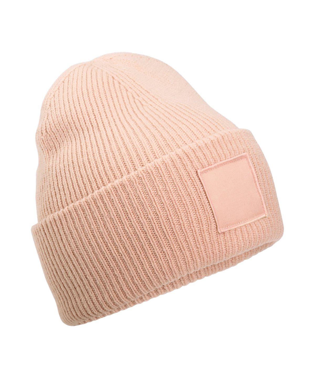 Deep-cuffed tonal patch beanie - Peach