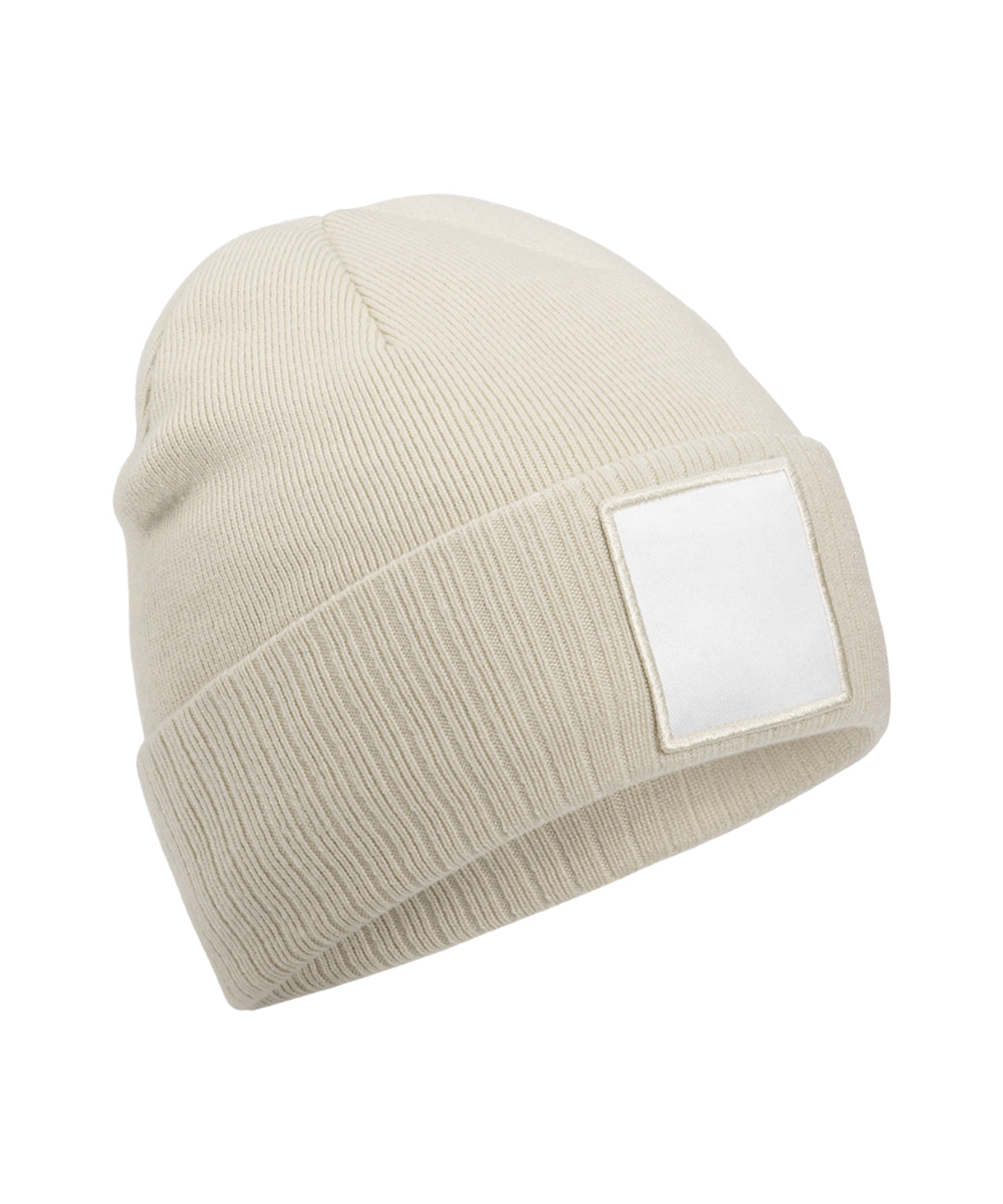 Appliqué patch beanie - Oatmeal/White