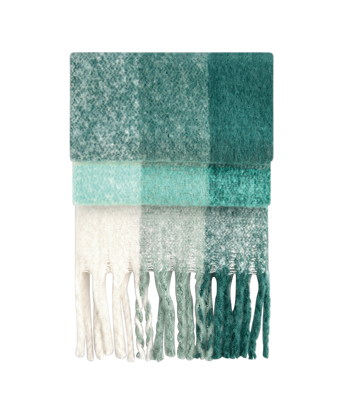 Fluffy check scarf - Green Check