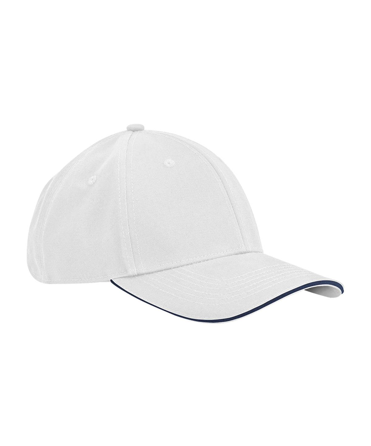 EarthAware® classic organic cotton 6-panel cap – sandwich peak - White/French Navy