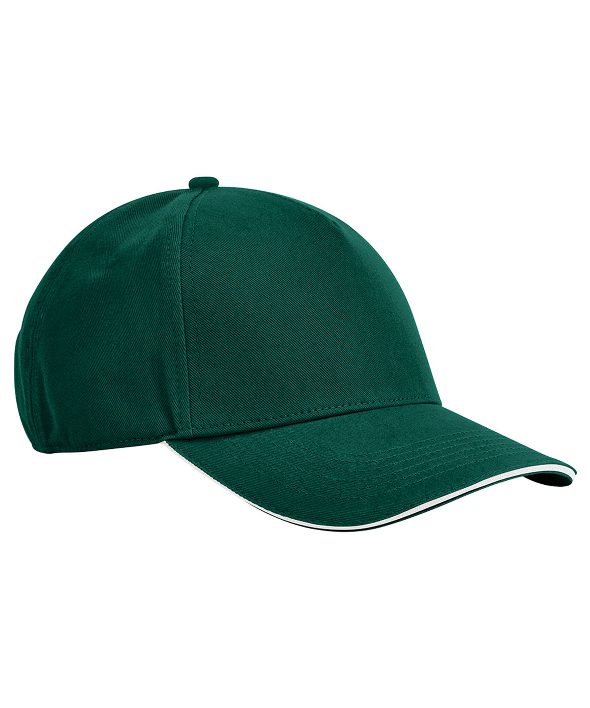 EarthAware® classic organic cotton 5-panel cap – sandwich peak - Bottle Green/White