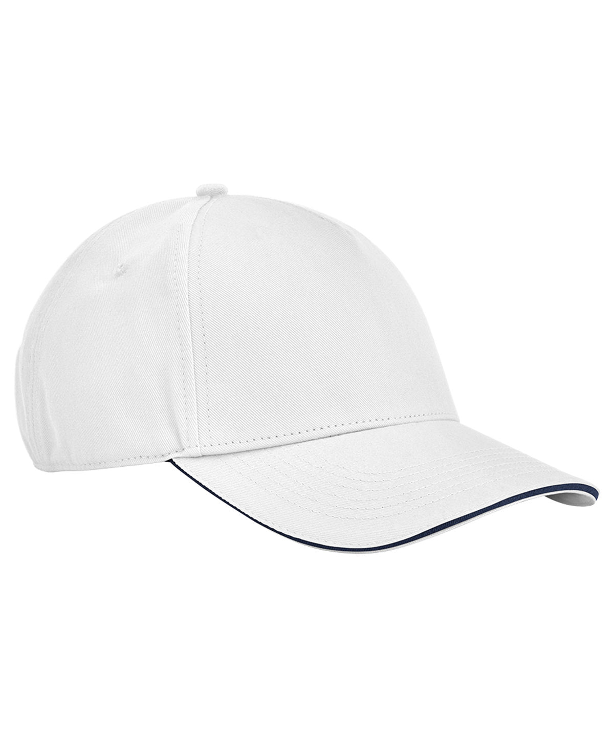 EarthAware® classic organic cotton 5-panel cap – sandwich peak - White/French Navy
