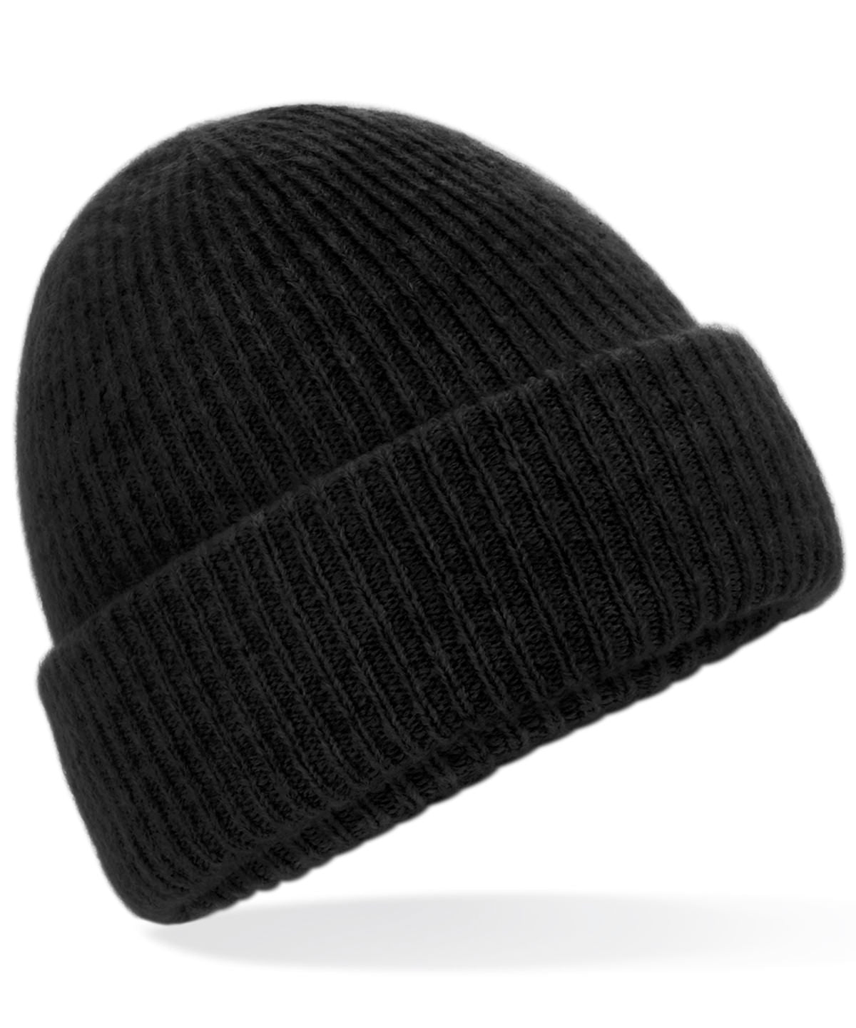 Cosy ribbed beanie - Black Marl