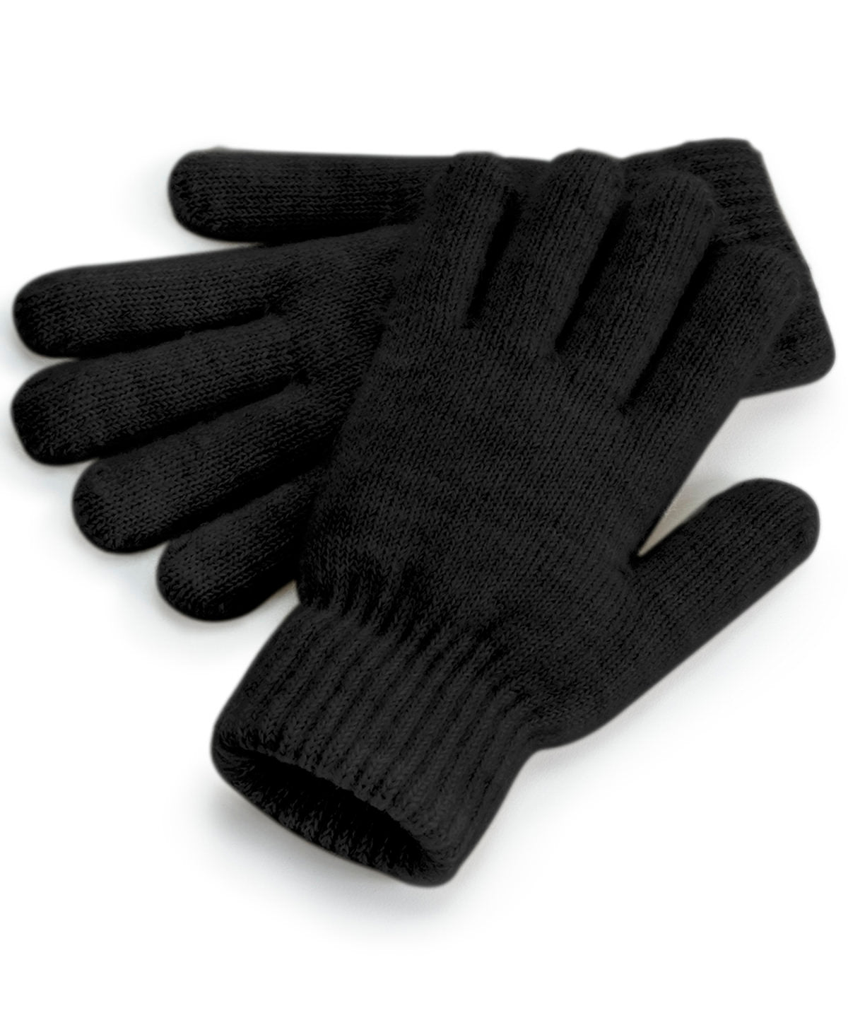 Cosy ribbed-cuff gloves - Black Marl
