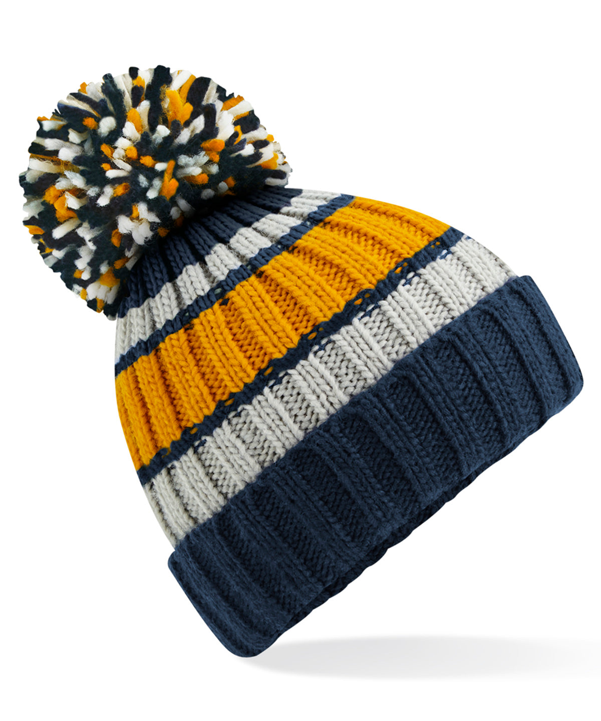 Hygge striped beanie - Dijon Blue