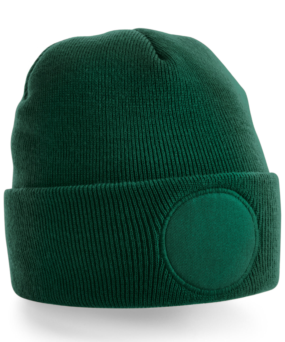 Circular patch beanie - Bottle Green