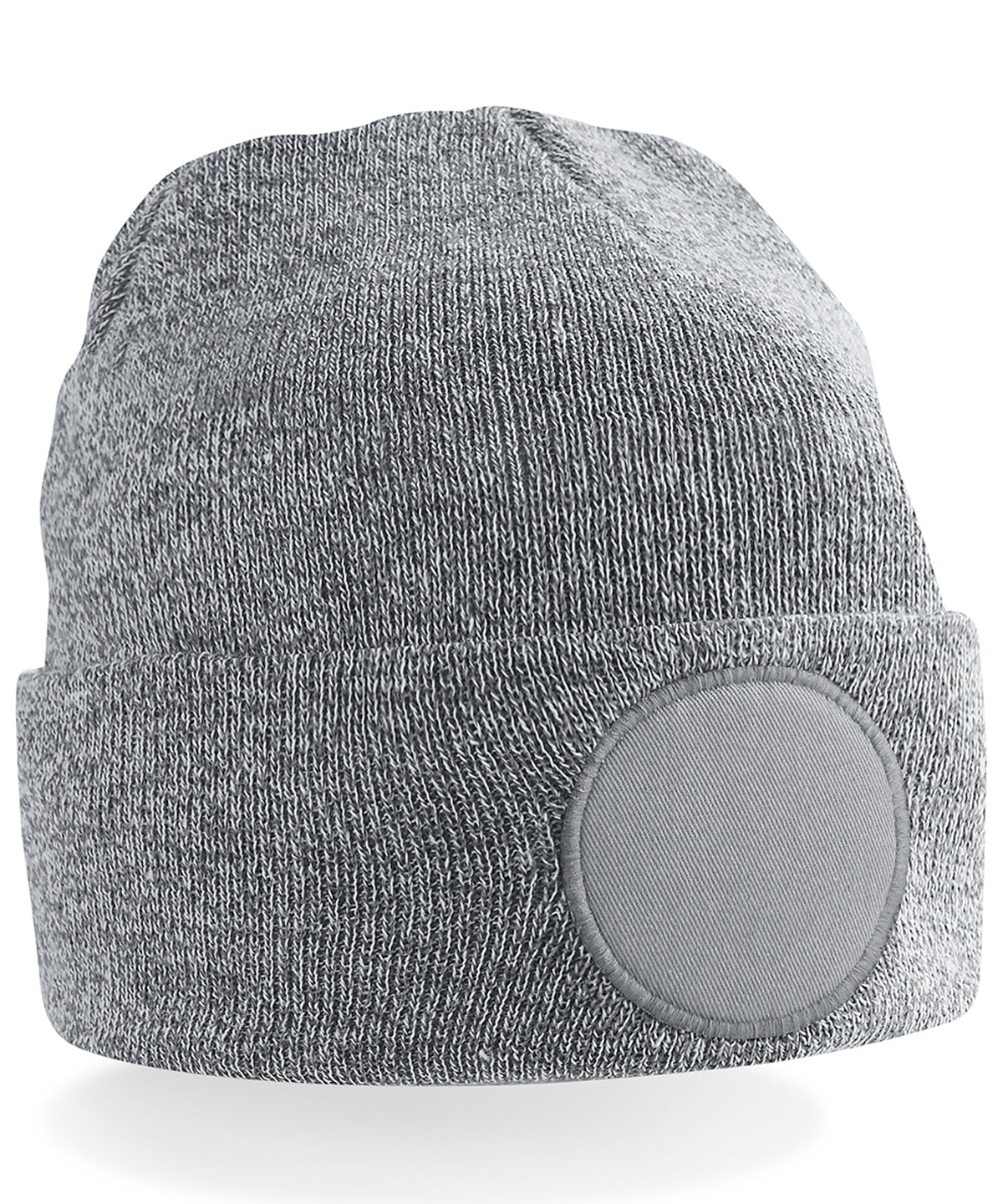 Circular patch beanie - Heather Grey