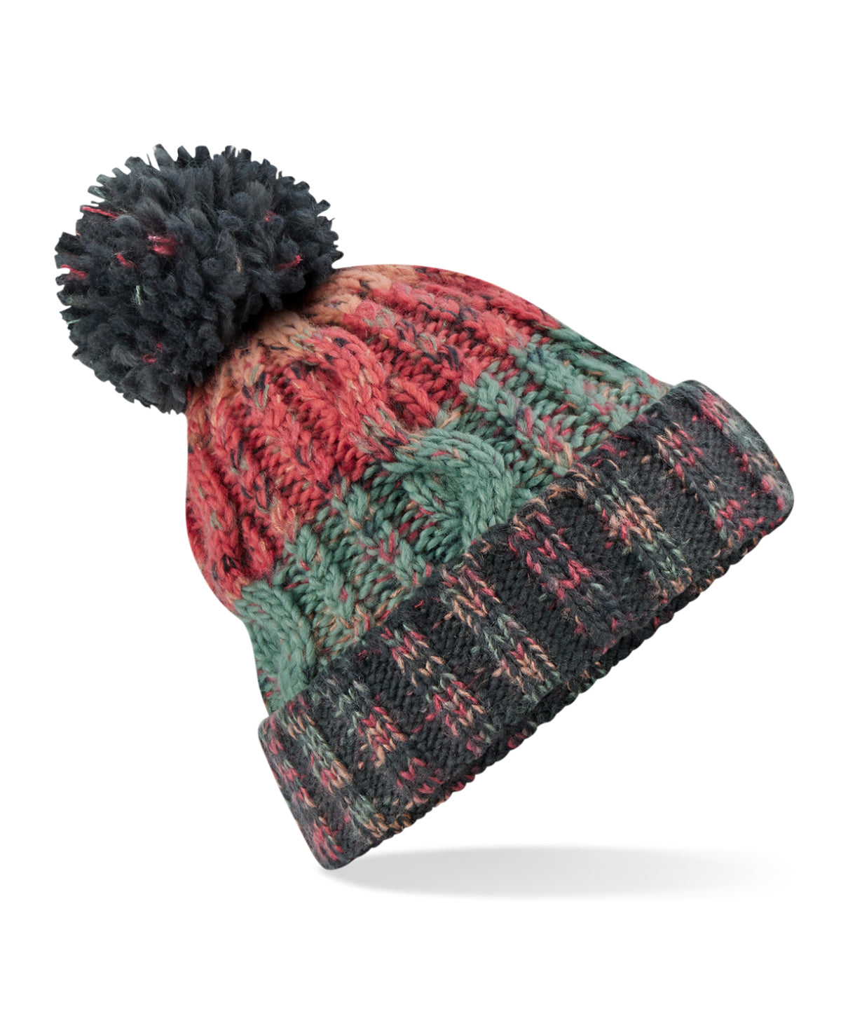 Corkscrew pom pom beanie - Watermelon Breeze