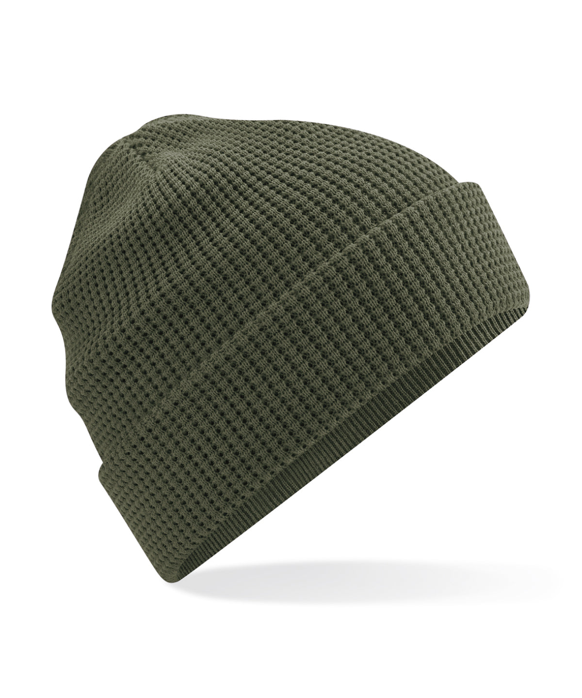 Organic cotton waffle beanie - Olive Green