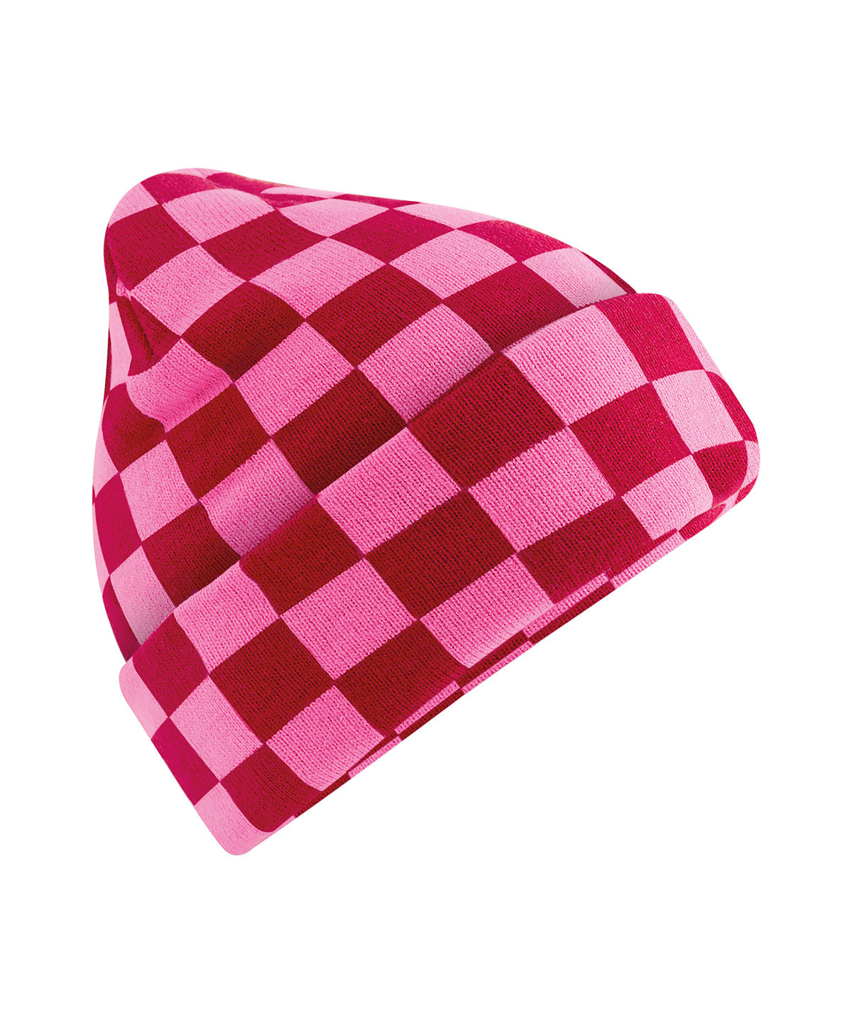 Checkerboard beanie - Classic Red/True Pink