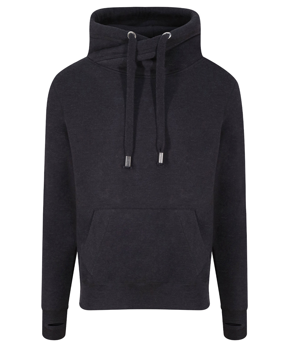 Cross neck hoodie - Black Smoke