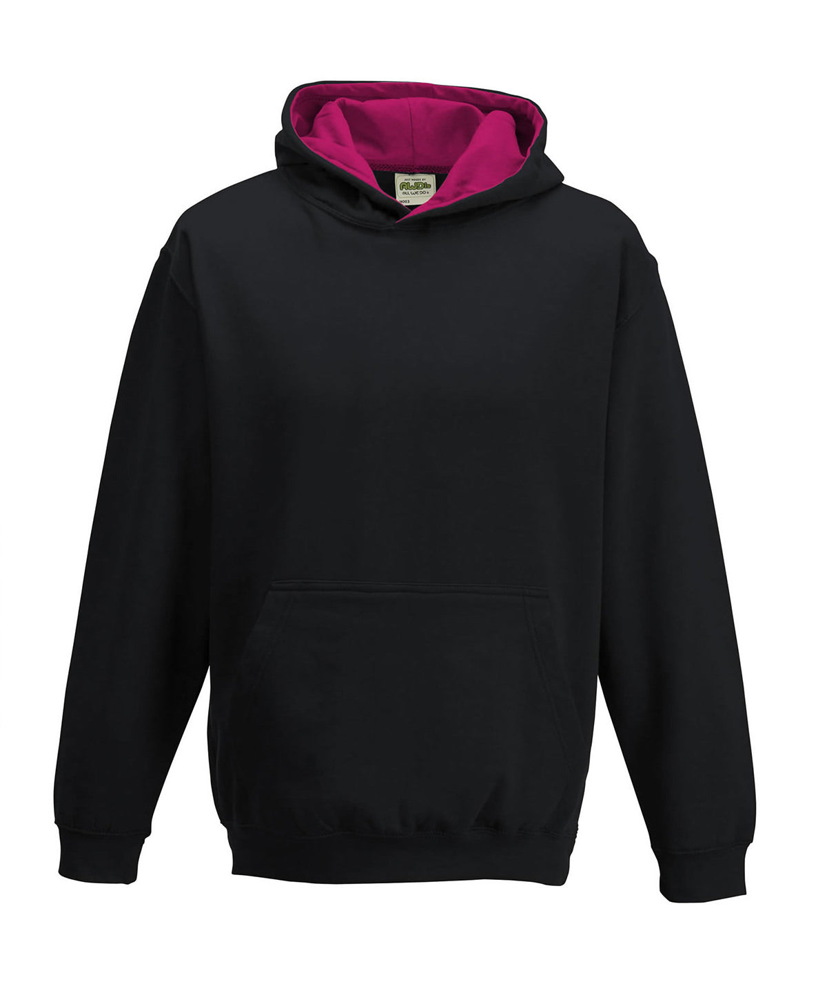 Kids varsity hoodie - Jet Black/Hot Pink