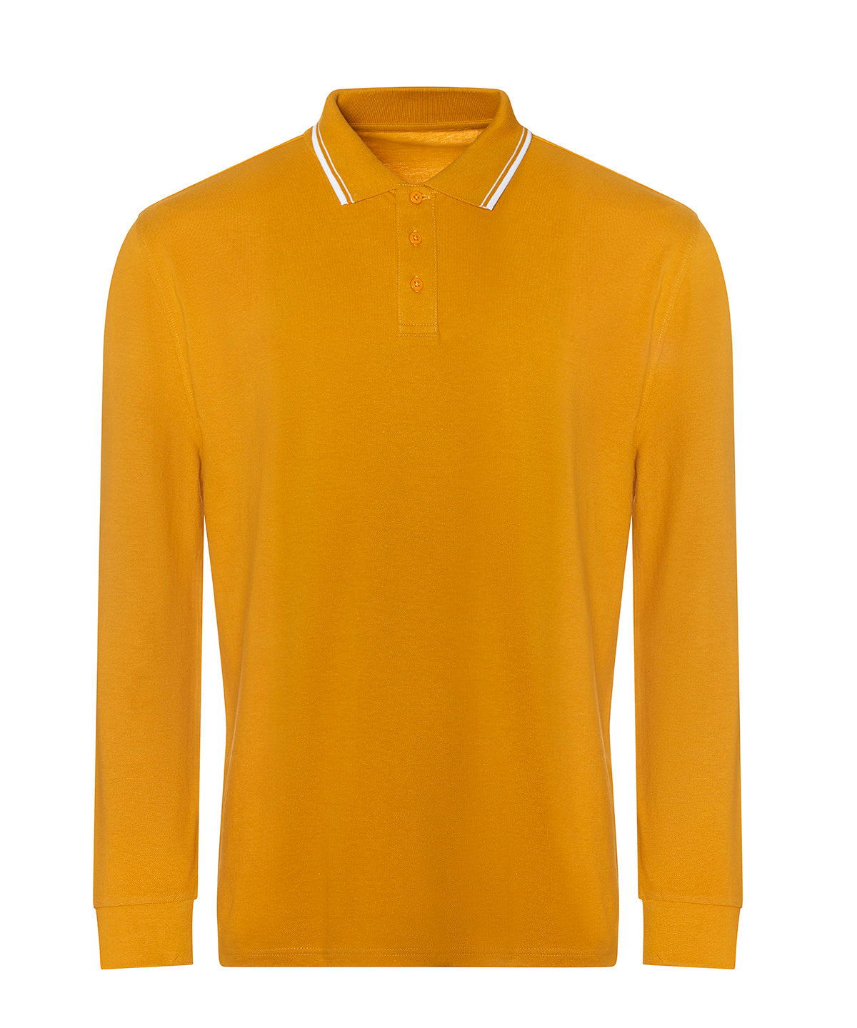 Long sleeve tipped 100 polo - Mustard/White