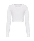 Women's long sleeve cropped T - Solid White
