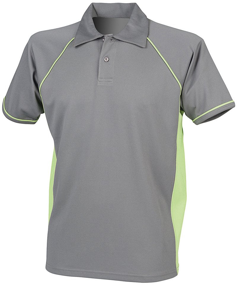 Piped performance polo - Gunmetal Grey/Lime