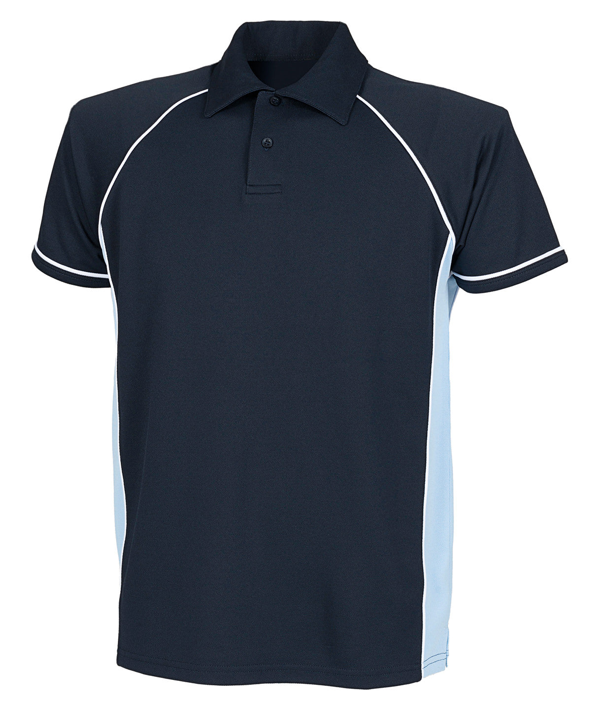 Piped performance polo - Navy/Sky/White