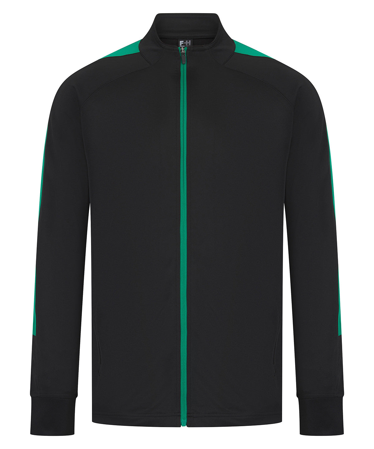 Knitted tracksuit top - Black/Emerald