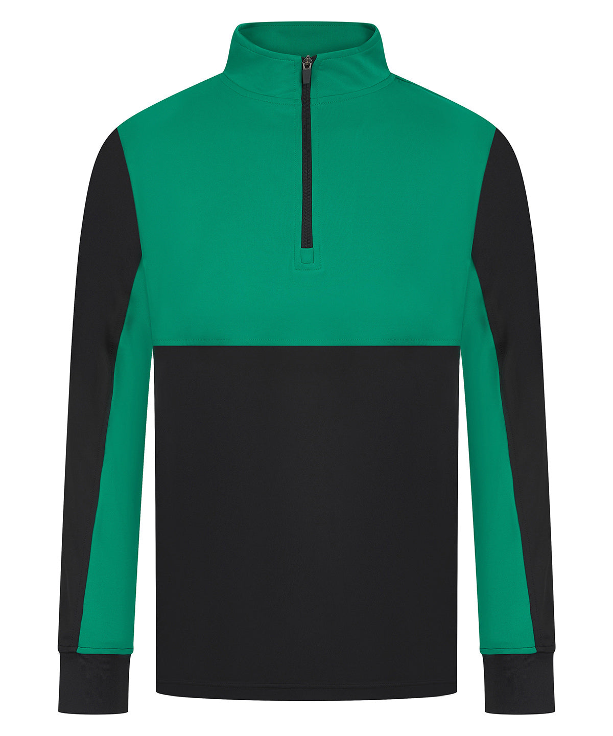 ¼-Tracksuit top - Black/Emerald