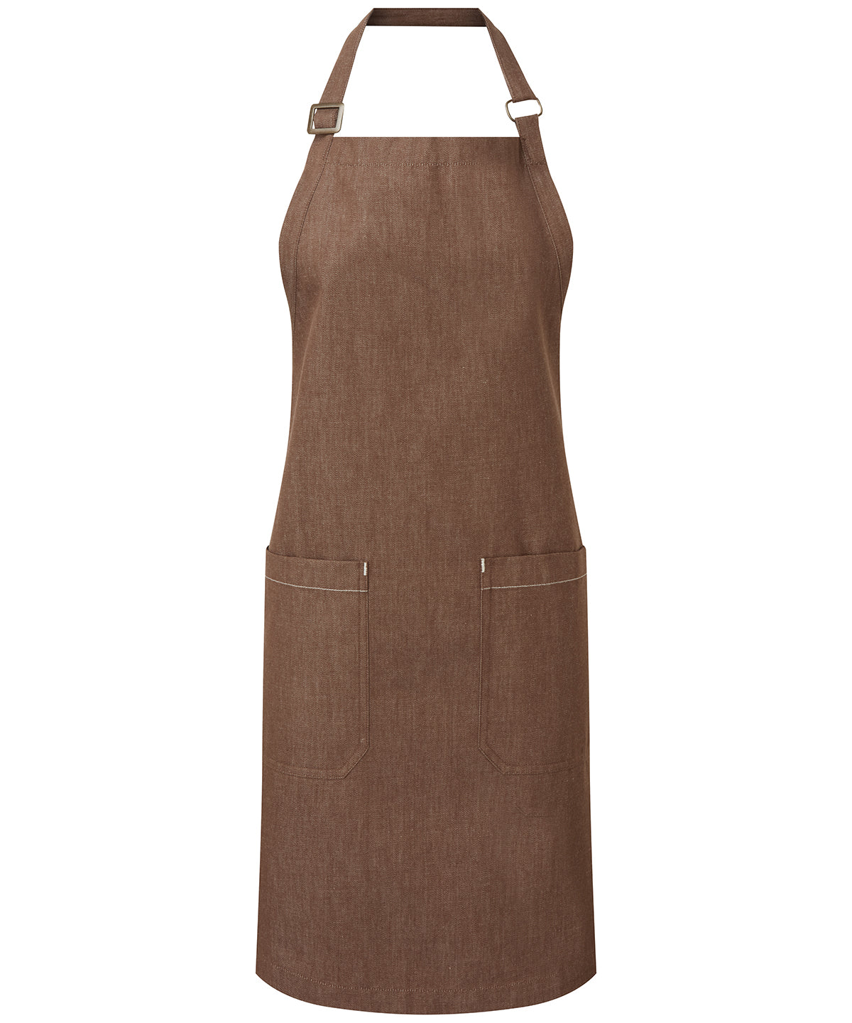 Cotton denim bib apron, organic and Fairtrade certified - Brown Denim