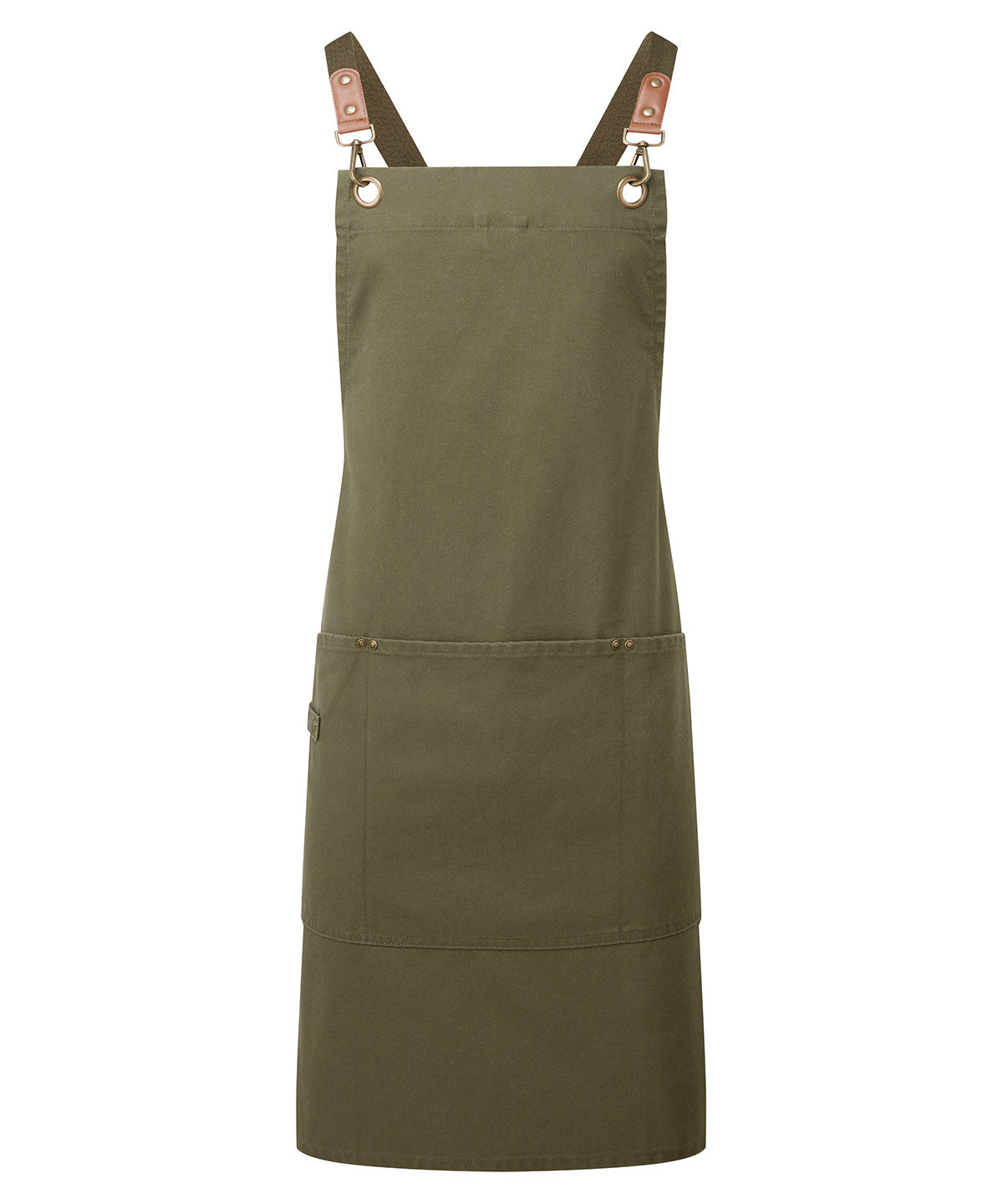 Clip ‘n’ Clasp cross-back bib apron - Olive