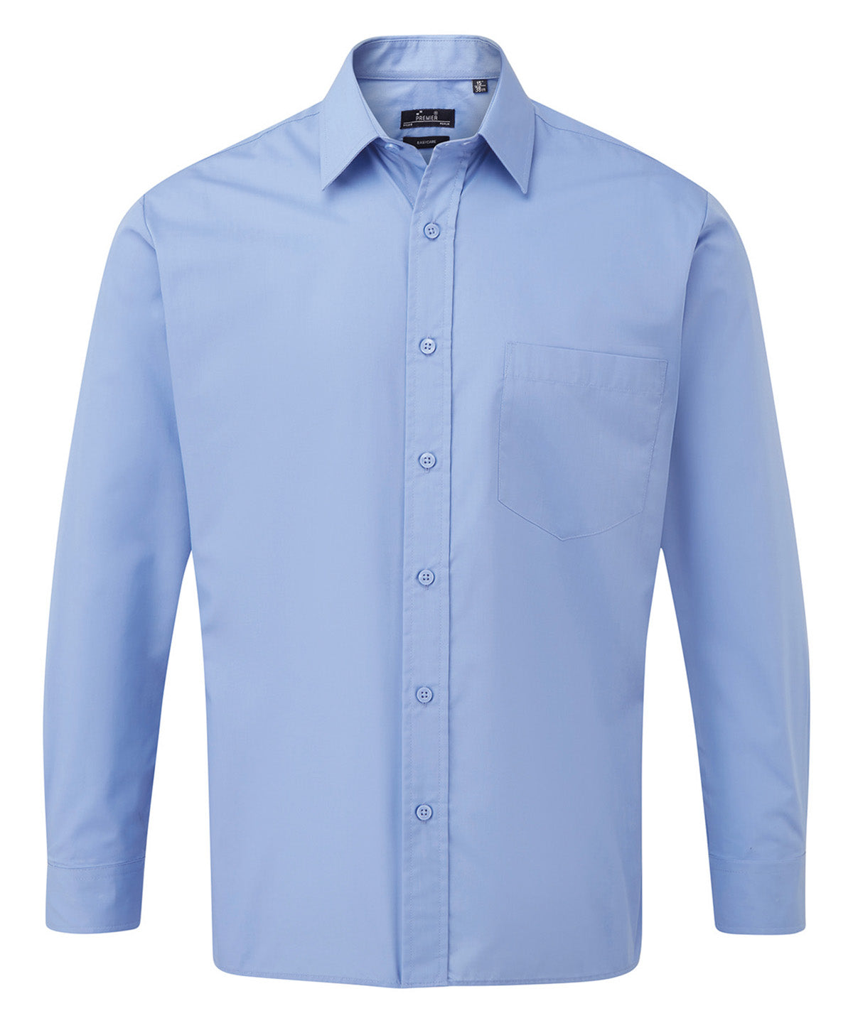 Long sleeve poplin shirt - Mid Blue
