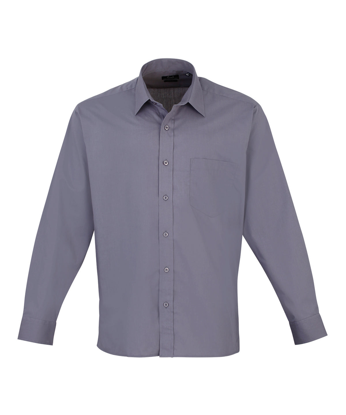 Long sleeve poplin shirt - Steel