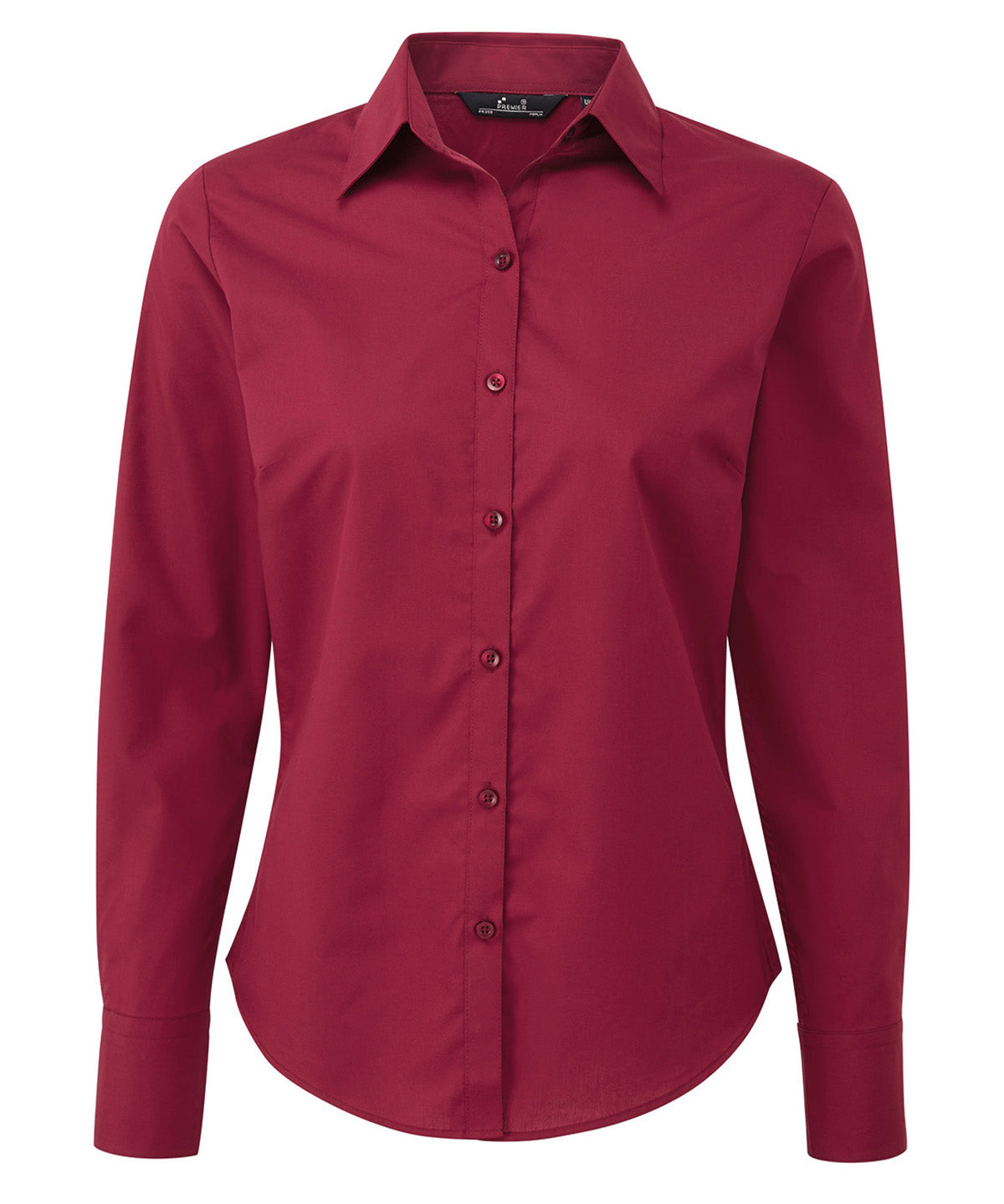 Women's poplin long sleeve blouse - Burgundy