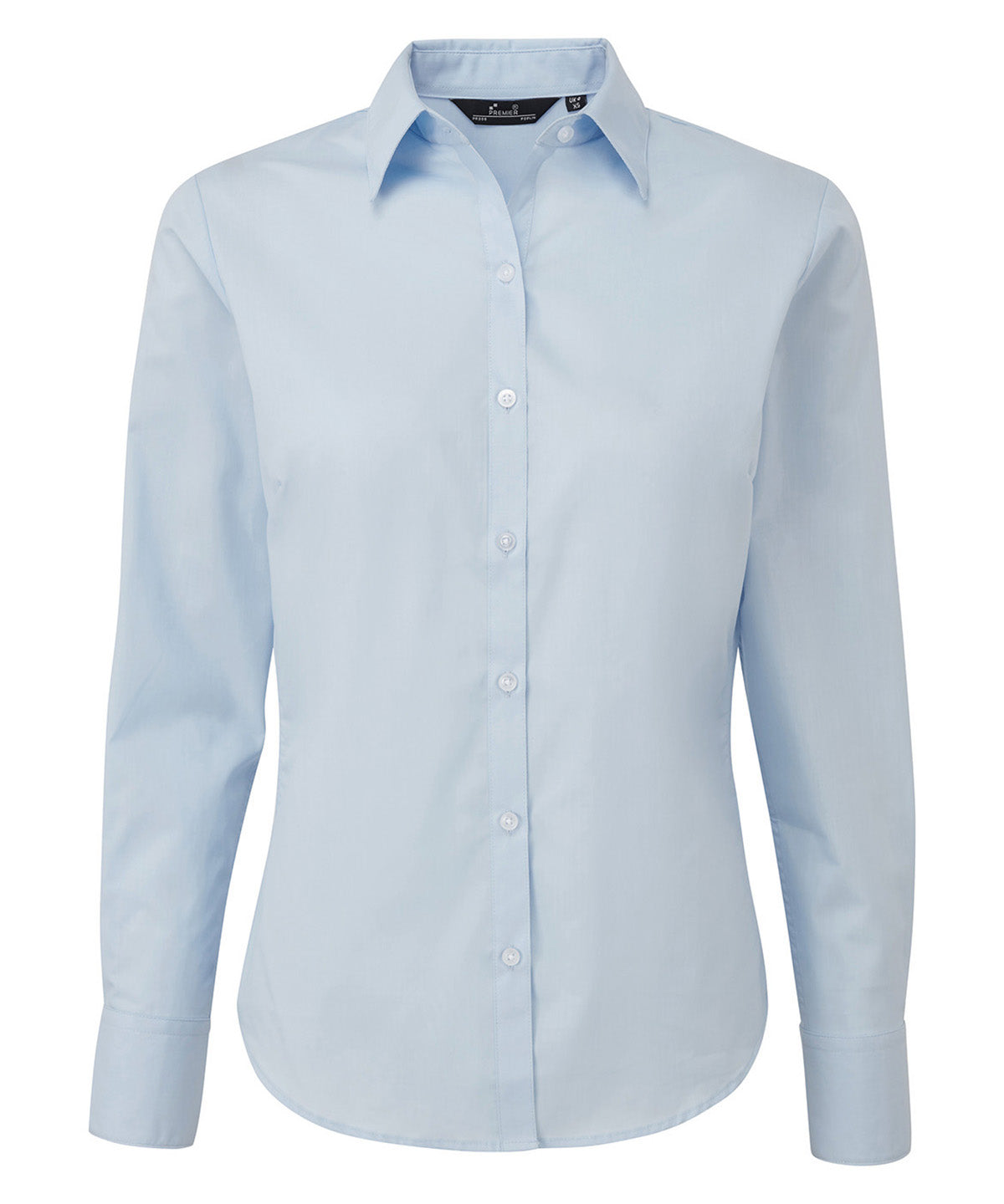 Women's poplin long sleeve blouse - Light Blue