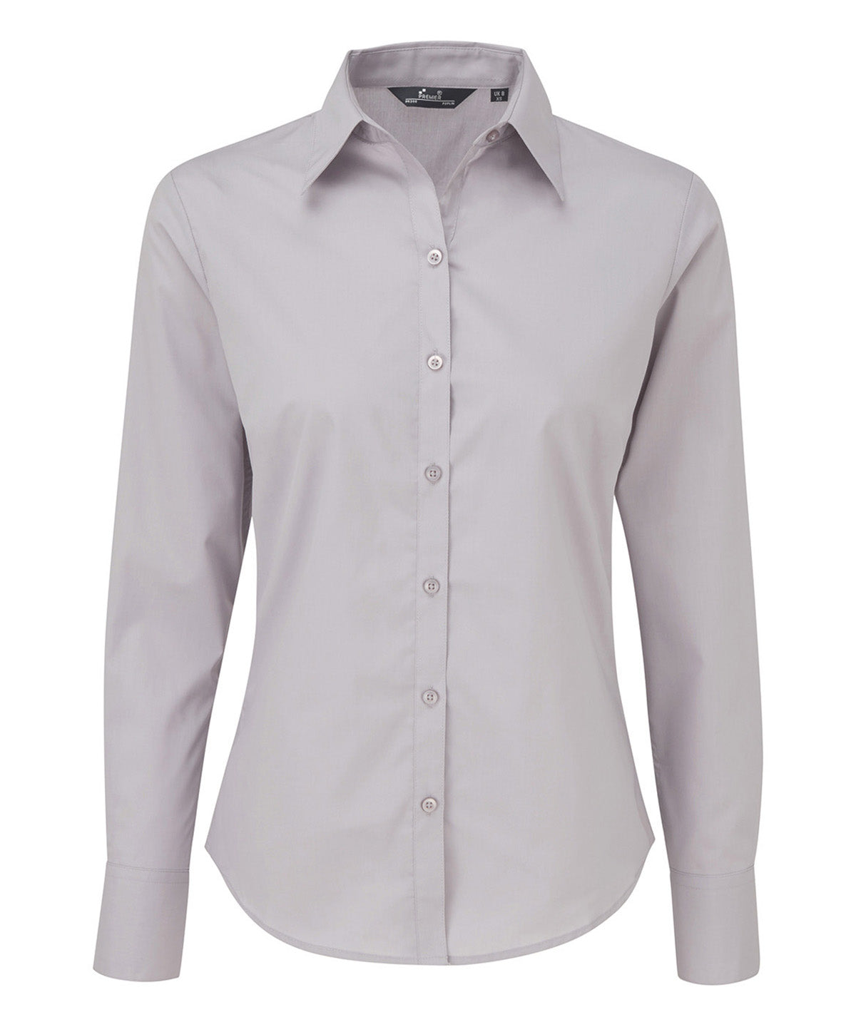 Women's poplin long sleeve blouse - Silver