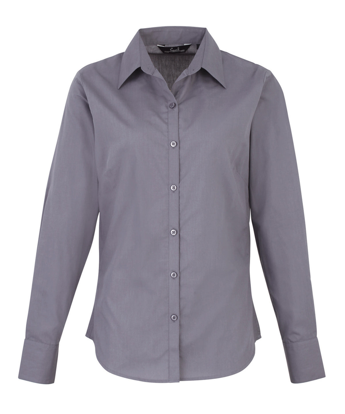 Women's poplin long sleeve blouse - Steel