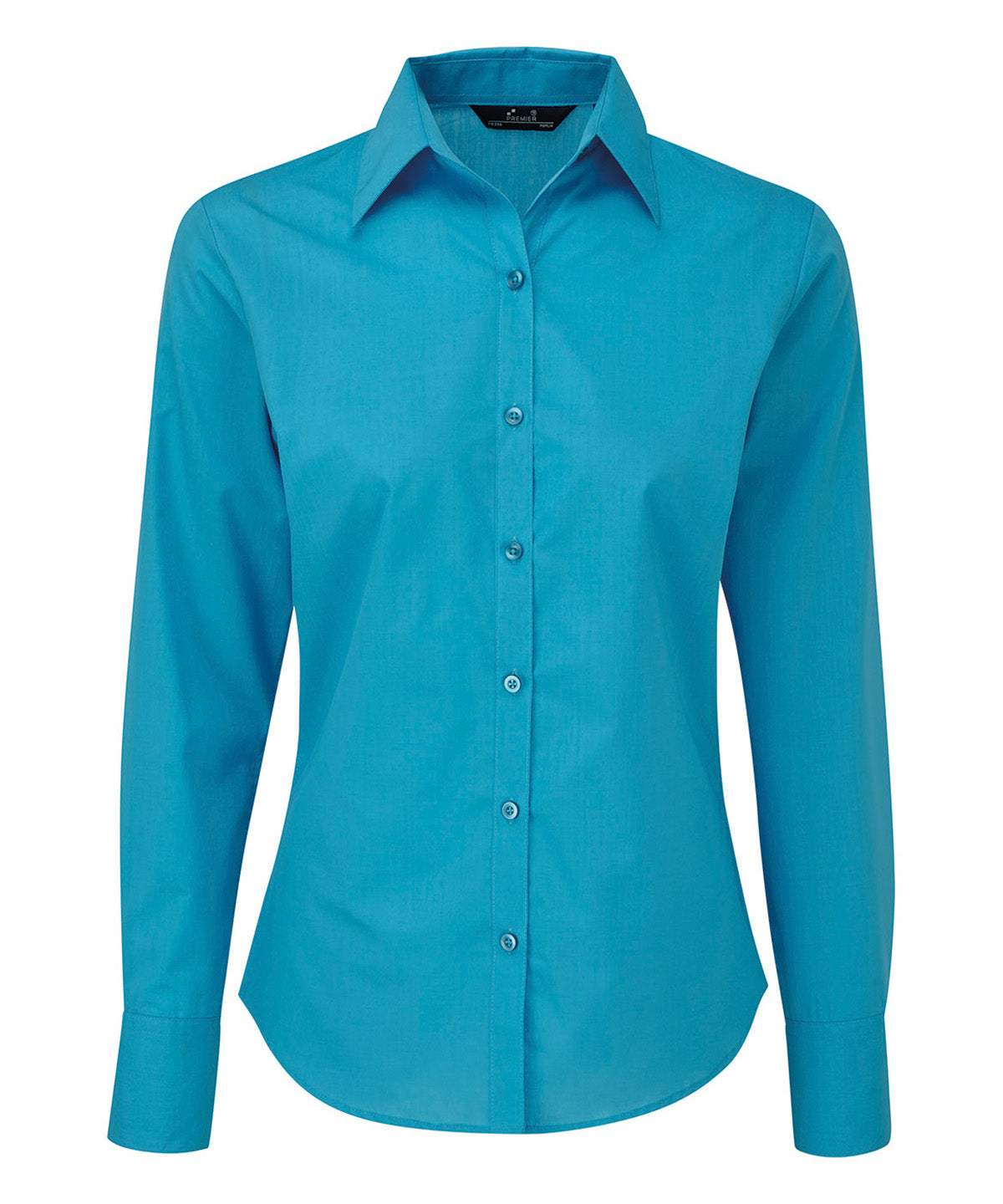 Women's poplin long sleeve blouse - Turquoise