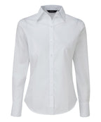 Women's poplin long sleeve blouse - White