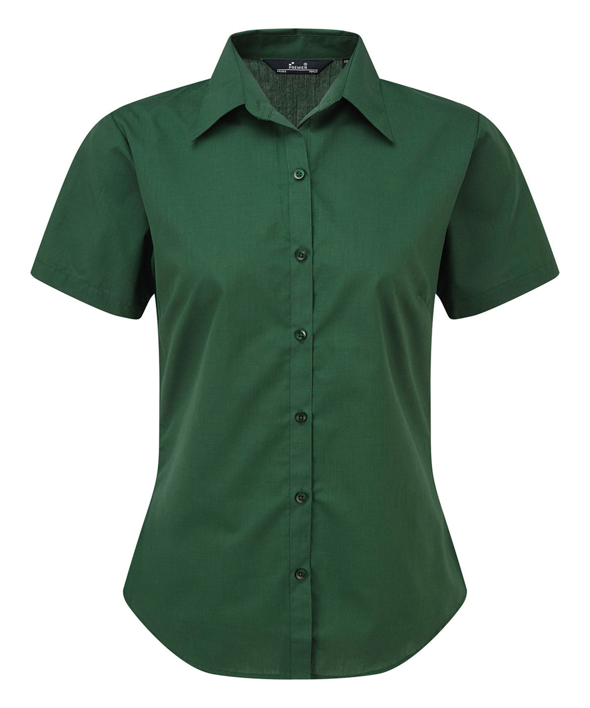 Women's short sleeve poplin blouse - Bottle