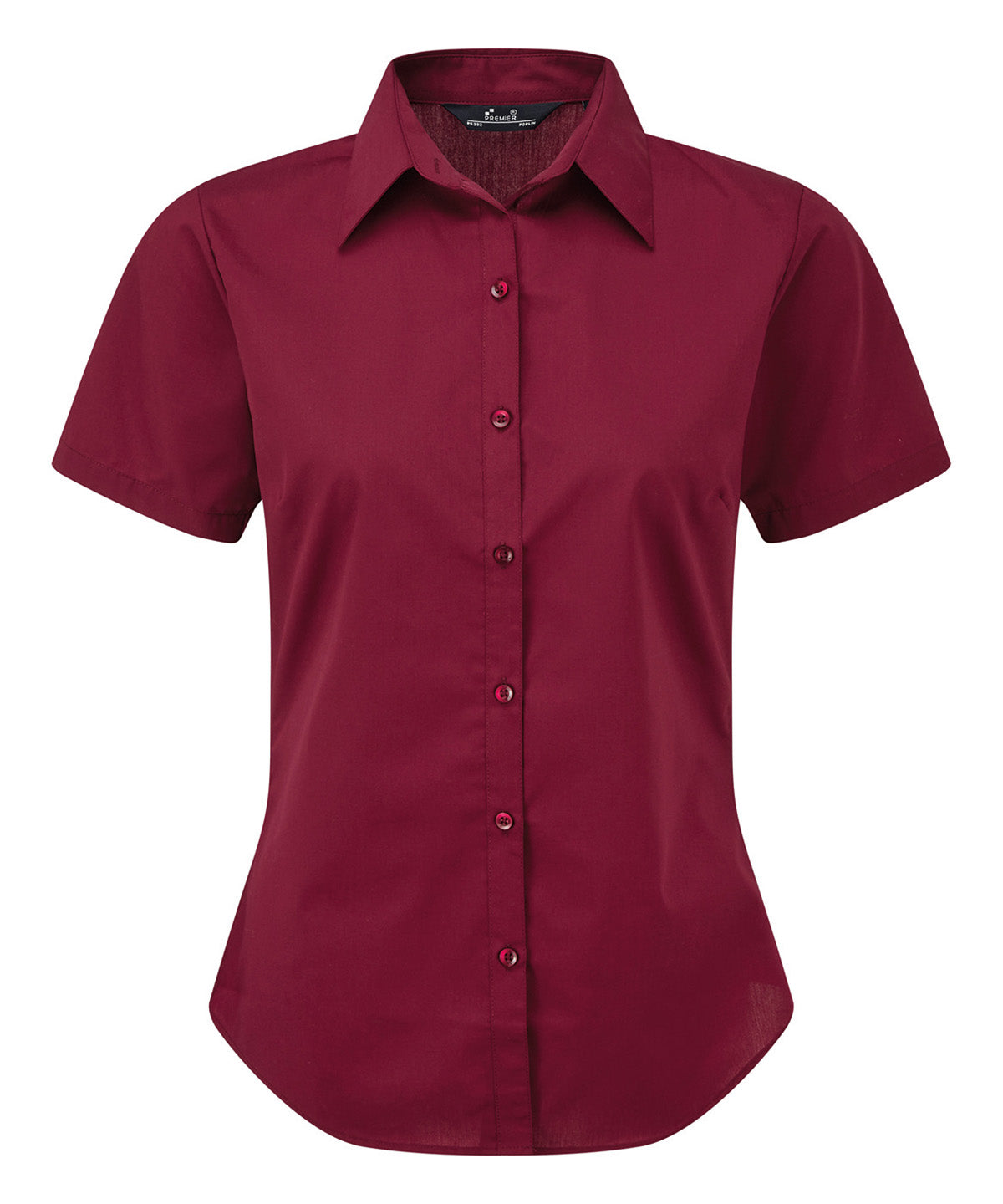 Women's short sleeve poplin blouse - Burgundy
