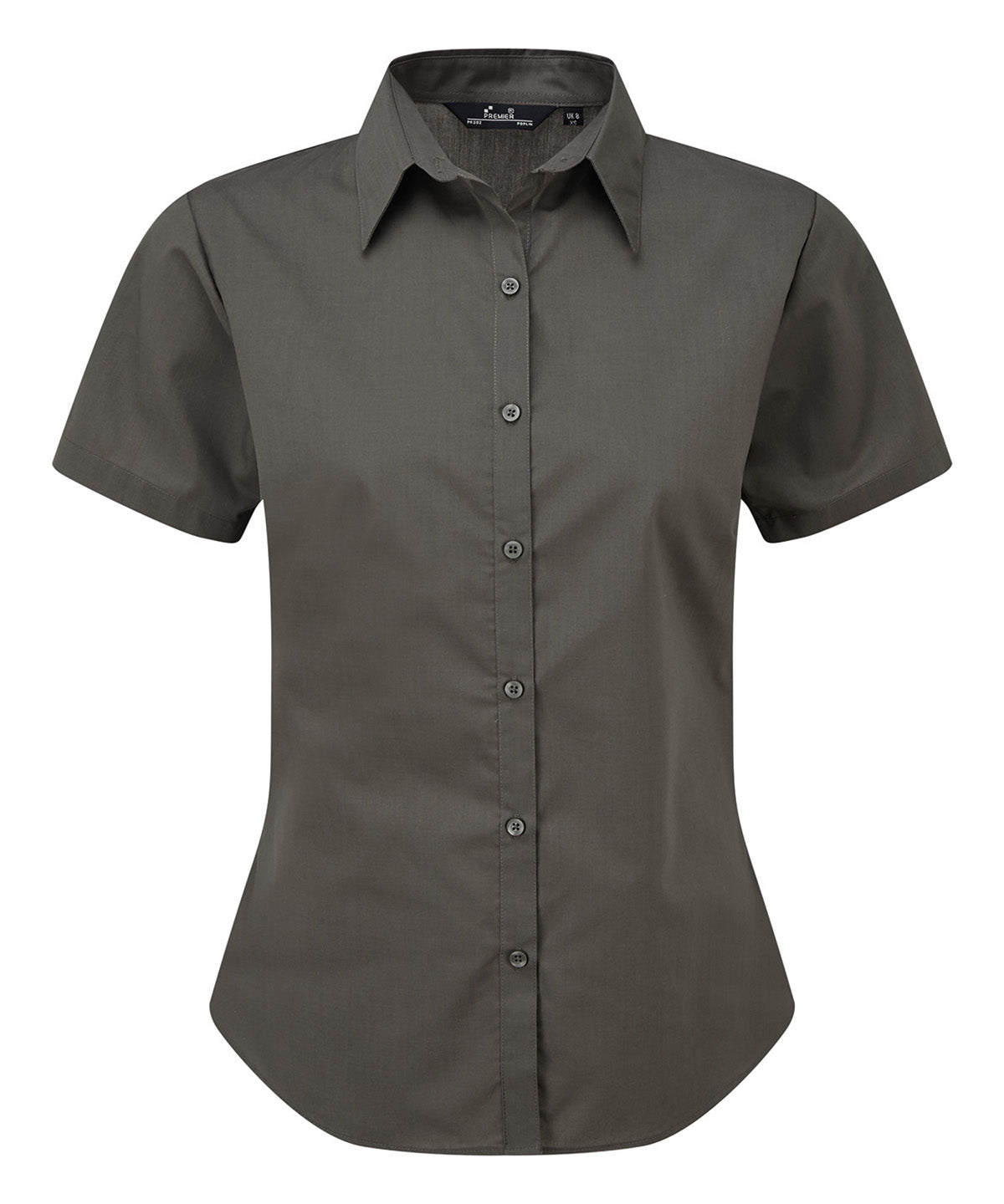 Women's short sleeve poplin blouse - Dark Grey