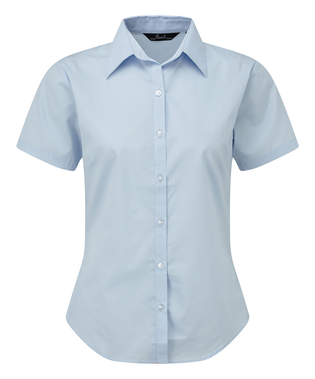 Women's short sleeve poplin blouse - Light Blue