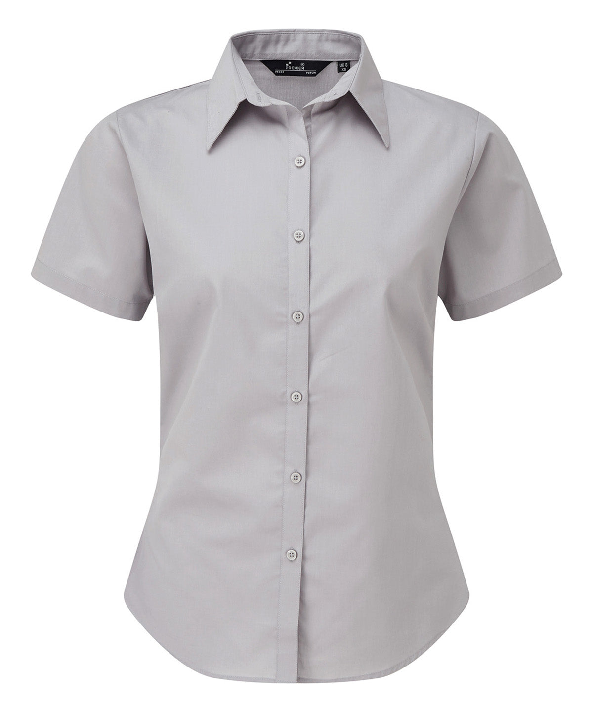 Women's short sleeve poplin blouse - Silver
