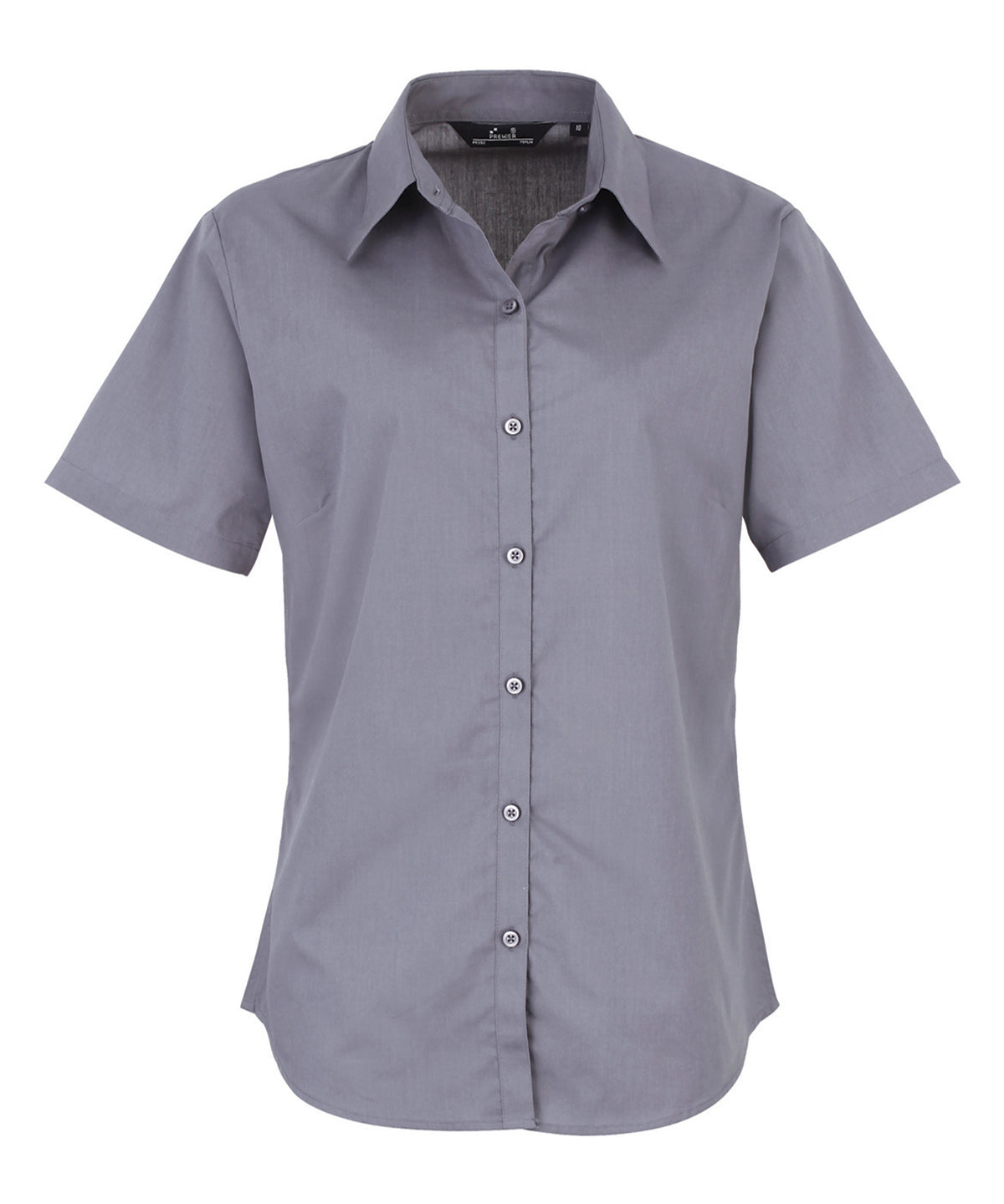 Women's short sleeve poplin blouse - Steel