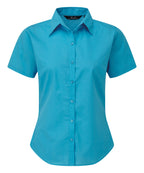 Women's short sleeve poplin blouse - Turquoise