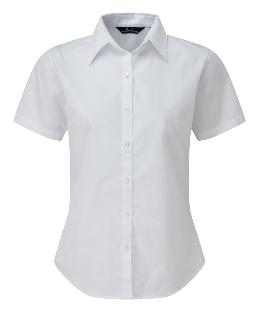 Women's short sleeve poplin blouse - White