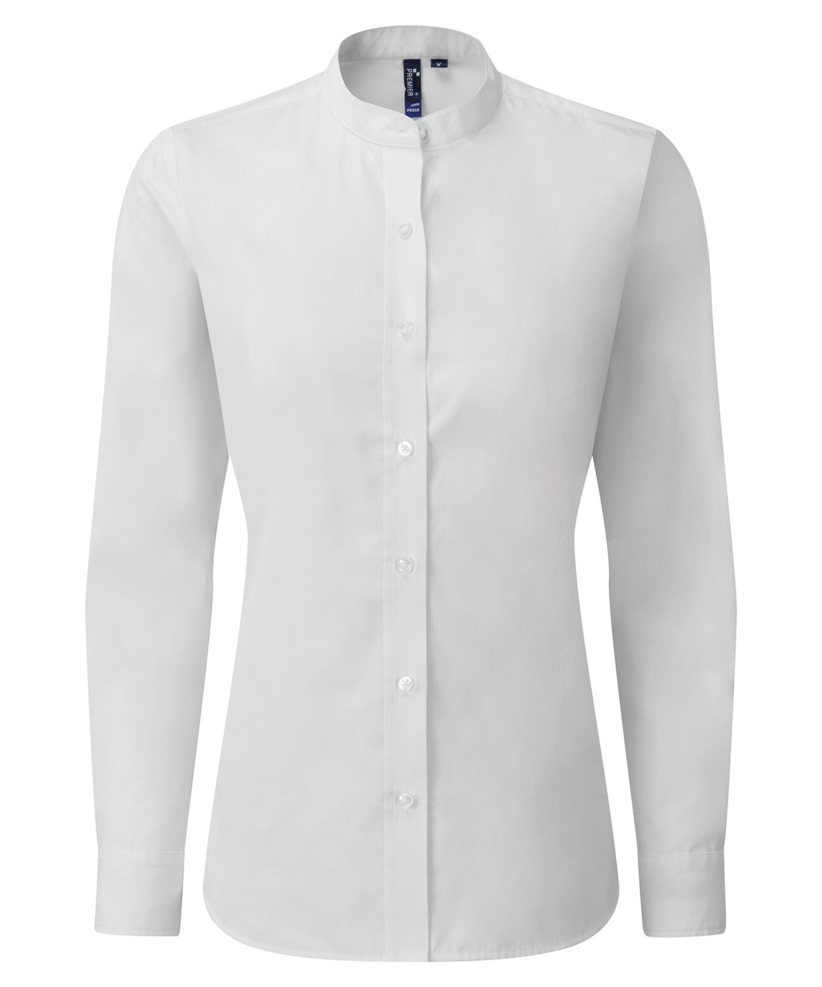 Women's banded collar 'grandad' shirt - White