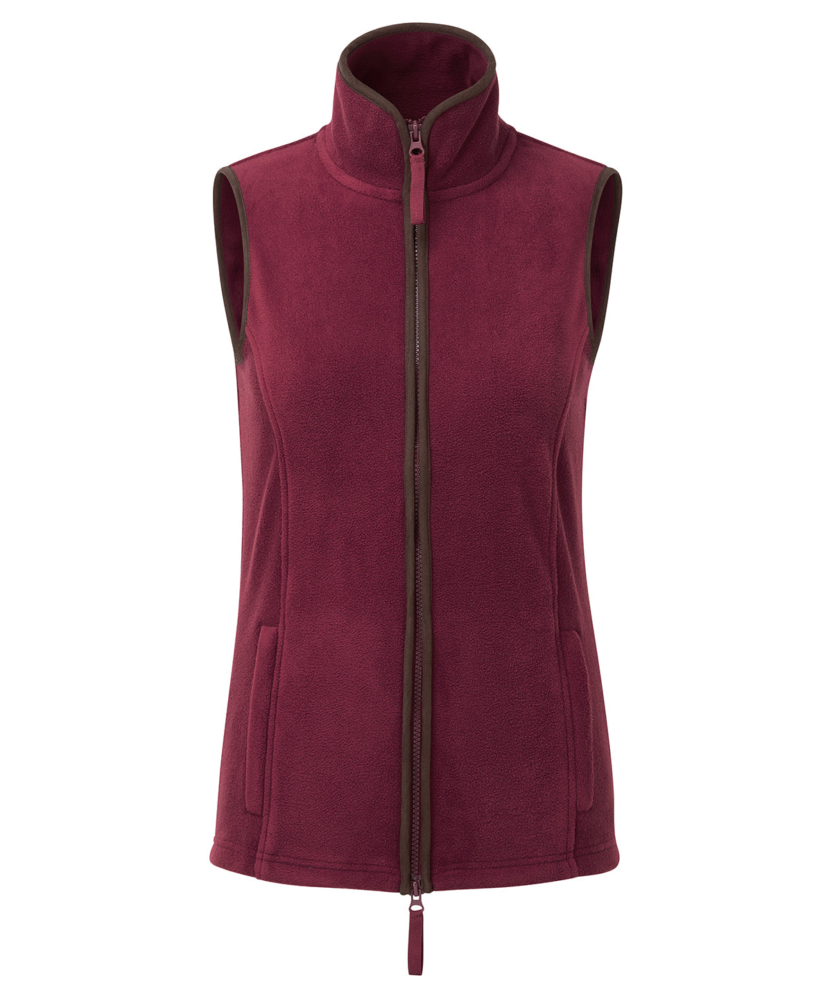 Women’s artisan fleece gilet - Burgundy/Brown