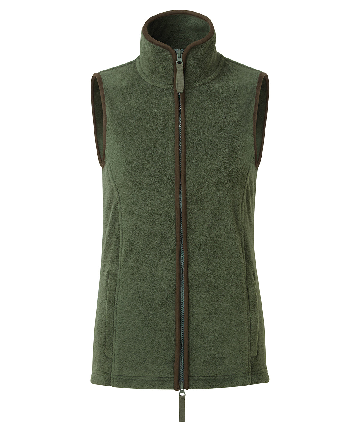 Women’s artisan fleece gilet - Moss Green/Brown