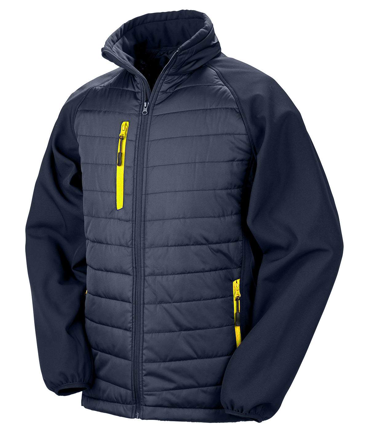 Compass padded softshell jacket  - Navy/Yellow
