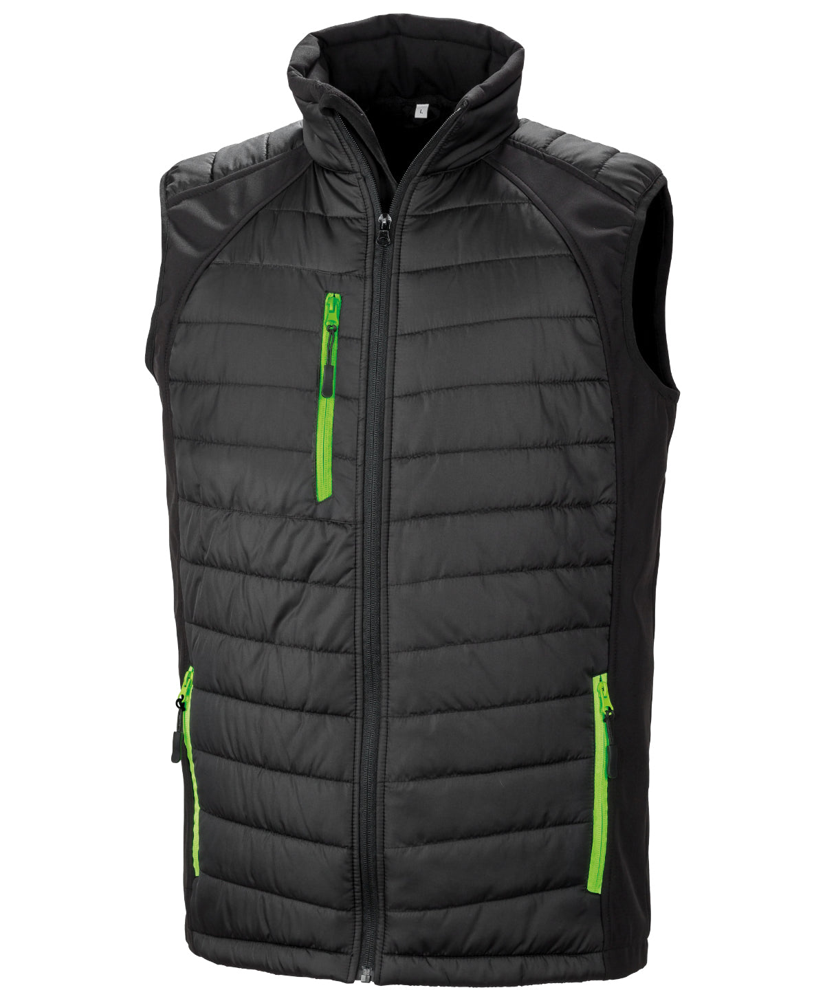 Compass padded softshell gilet  - Black/Lime
