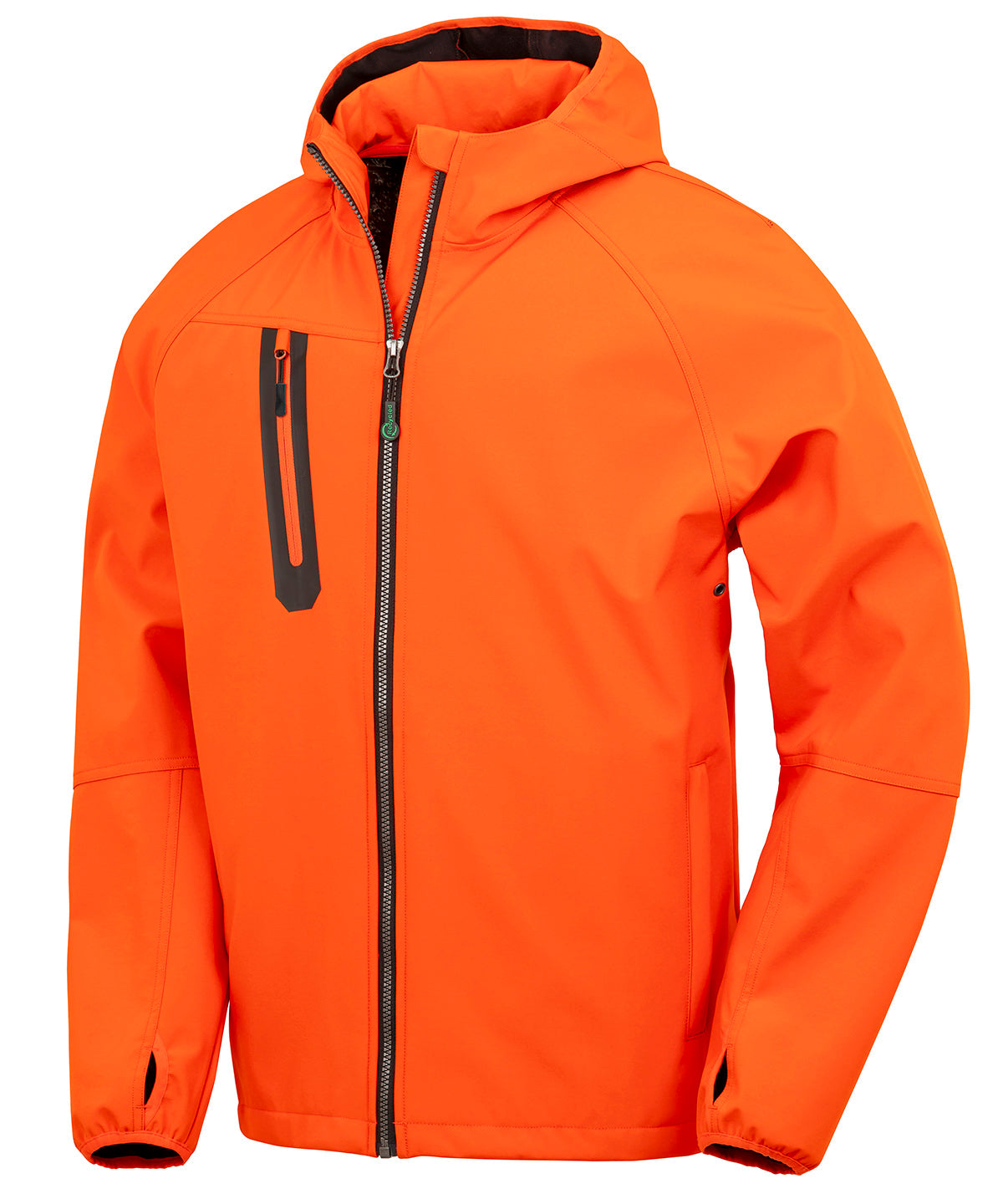 3-layer recycled printable casual hooded softshell - Orange/Navy