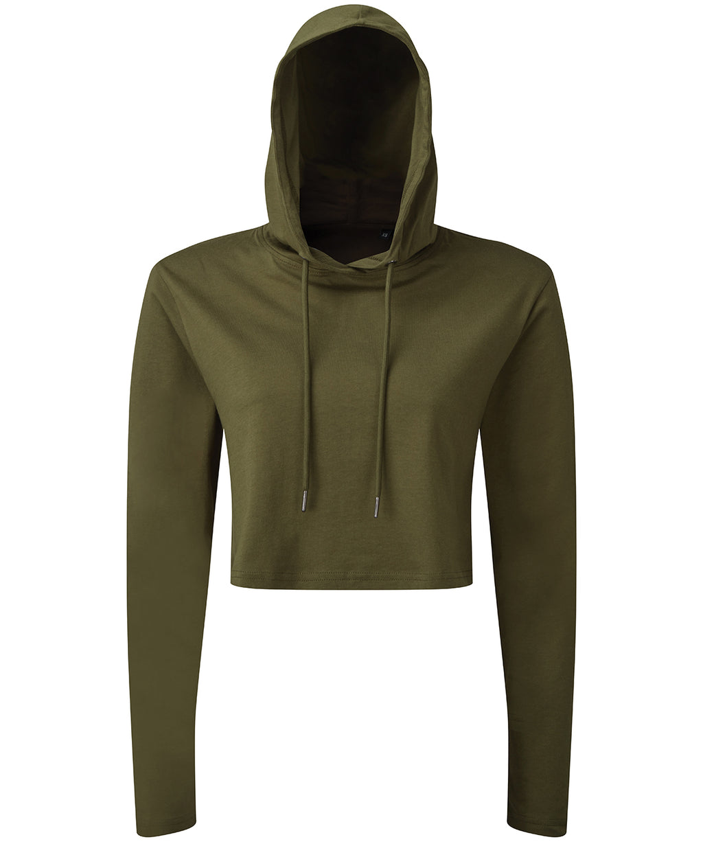 Women's TriDri® cropped hooded long sleeve t-shirt - Olive